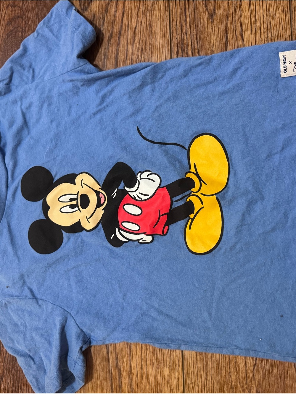 Kids Old Navy Blue Mickey Mouse Graphic Tee with Yellow Shoes
